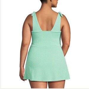 Land’s End Green/White Gingham Swim Dress- size 18